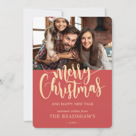 Tarjeta Festiva Clásica Caligrafía Fotos navideñas