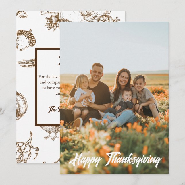 Tarjeta Festiva Clásica foto de época Rustic de Acción de Gracias (Anverso / Reverso)