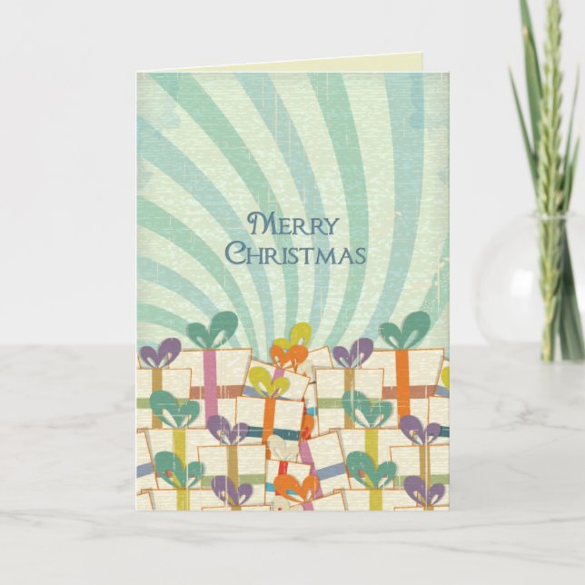 Tarjeta Festiva Clásico alegre cosecha navideña (Anverso)