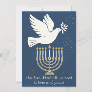 Tarjeta Festiva Clásico de Amor y Paz y Elegante Hanukkah Personal