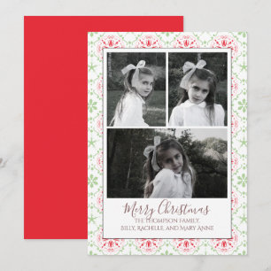 Tarjeta Festiva Clásico de copo de nieve nórdico multifotográfico