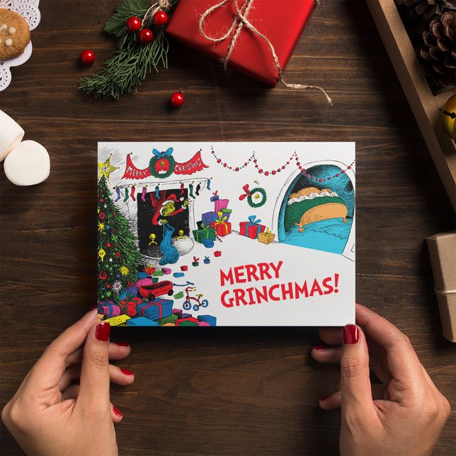 Tarjeta Festiva Clásico El Grinch | La pulgada en la chimenea (Subido por el creador)