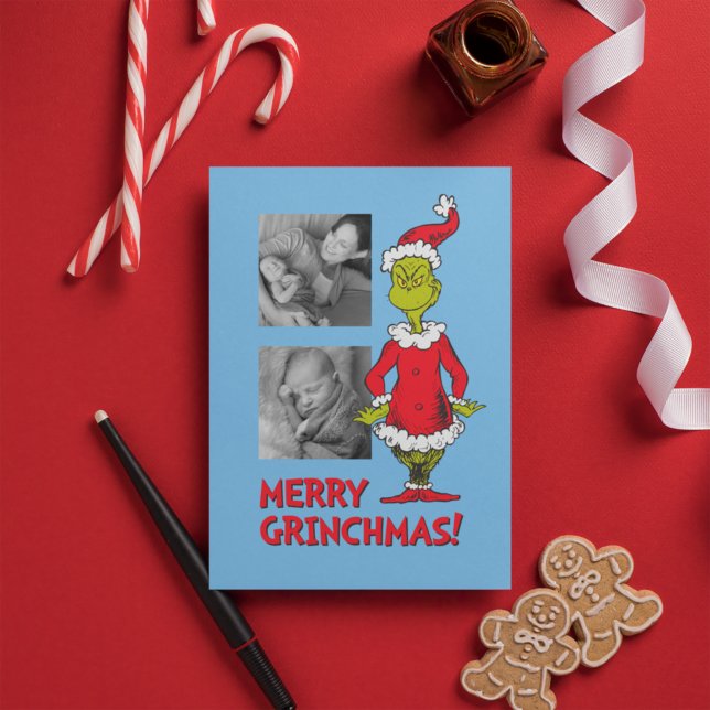 Tarjeta Festiva Clásico El Grinch | Santa Claus (Subido por el creador)