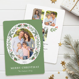 Tarjeta Festiva Clásico Elegante Navidades Verdor Mensaje 4 Foto