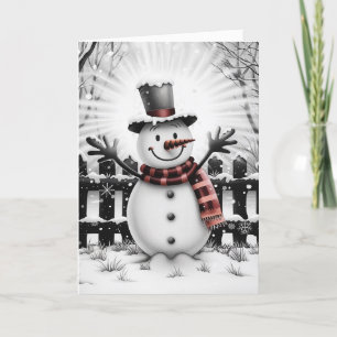 Tarjeta Festiva Clásico feriado Cheer Snowman
