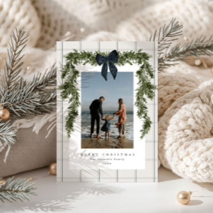 Tarjeta Festiva Clásico Foto de Cuadro de Beige Evergreen Coquette