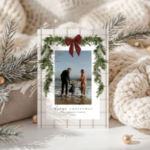 Tarjeta Festiva Clásico Foto de Cuadro de Beige Evergreen Coquette