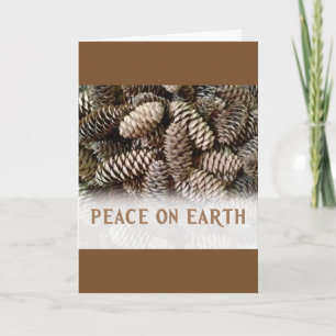 Tarjeta Festiva Clásico Holiday Pine Cone Peace On Earth
