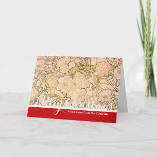 Tarjeta Festiva Clásico patrón de jardín de peonías Art Nouveau de