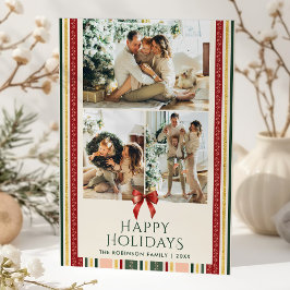 Tarjeta Festiva Clásico rayas vintage doblan vacaciones felices 2 