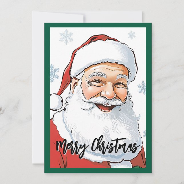Tarjeta Festiva Clásico Retro Bonito Rústico Estiloso Santa Claus (Anverso)