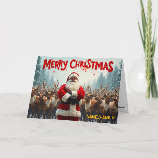 Tarjeta Festiva Clásico Santa Claus y renos