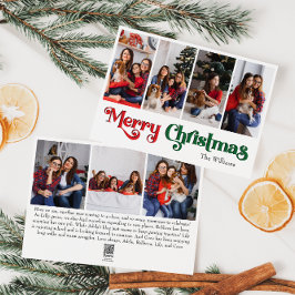 Tarjeta Festiva Clásico Simple Merry Christmas Seven Photo