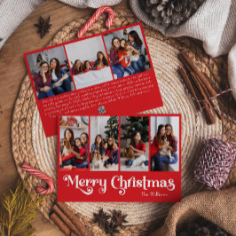 Tarjeta Festiva Clásico Simple Red Merry Christmas Seven Photo