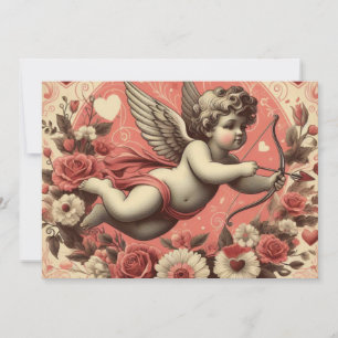 Tarjeta Festiva Clásico/Vintage/Retro Cupido día de San Valentín
