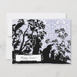 Tarjeta Festiva Clásicos Bunnies Vintage Easter Blue Greetings