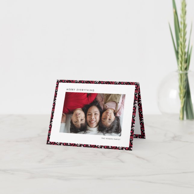 Tarjeta Festiva Clásicos de la granja roja y negra (Anverso)