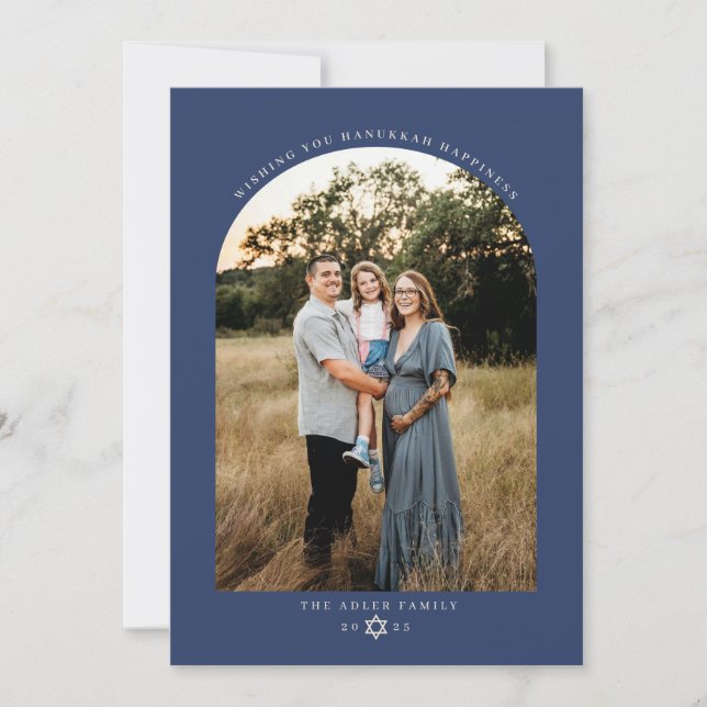 Tarjeta Festiva Classic Arch Hanukkah Photo (Anverso)