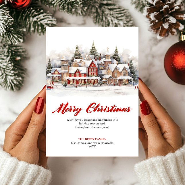 Tarjeta Festiva Classic Artistic Winter Scene Greeting Card (Classic Artistic Winter Scene Greeting Card)