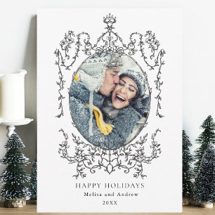 Tarjeta Festiva Classic Black Frame Happy Holidays