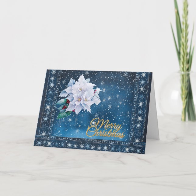 Tarjeta Festiva Classic Blank Non-Photo Floral Merry Christmas (Anverso)
