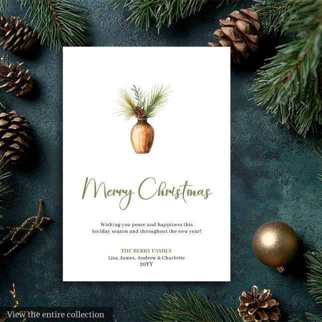 Tarjeta Festiva Classic Bohemian Botanical Earthy Holiday Greeting (Classic Bohemian Botanical Earthy Holiday Greeting)