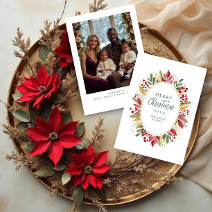 Tarjeta Festiva Classic Botanical Oval Frame Timeless Christmas