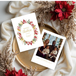 Tarjeta Festiva Classic Botanical Oval Frame Traditional Christmas