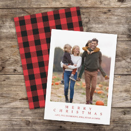 Tarjeta Festiva Classic Buffalo Check Merry Christmas Photo