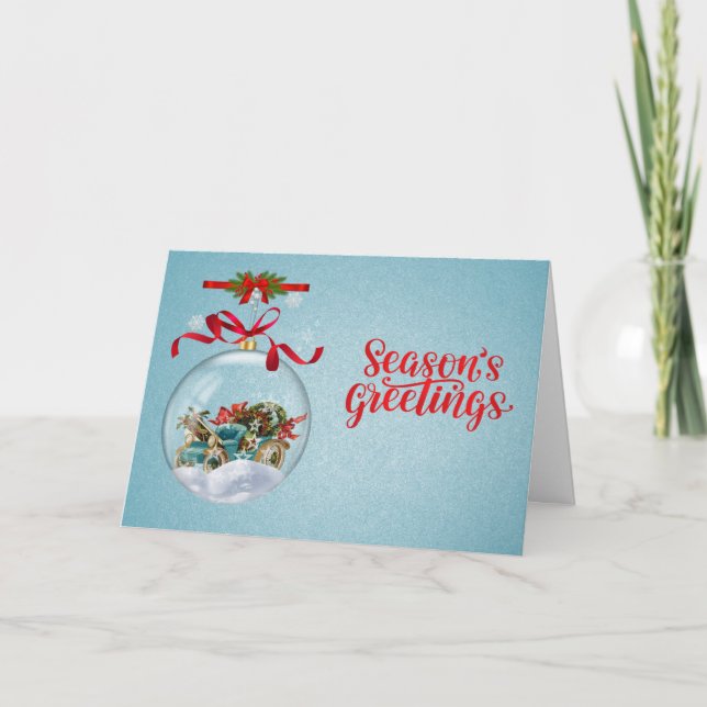 Tarjeta Festiva Classic Christmas Bauble Customizable Inside Text  (Anverso)