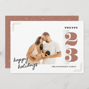 Tarjeta Festiva Classic Dusty Rosa Star Photo Happy Holidays Card