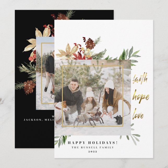 Tarjeta Festiva Classic Faith Hope Love 2 Picture Navidades (Anverso / Reverso)