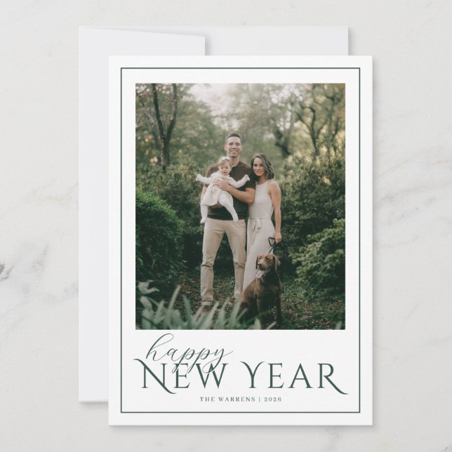 Tarjeta Festiva Classic Frame New Year Photo (Anverso)