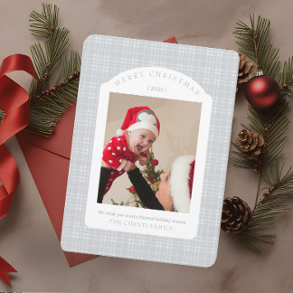 Tarjeta Festiva Classic Gray Plaid Christmas Card