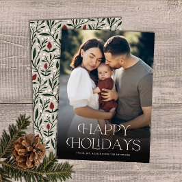 Tarjeta Festiva Classic Happy Holidays Text Flour Back | Foto