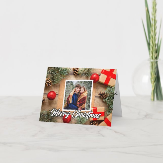 Tarjeta Festiva Classic Holiday Photo Custom Merry Christmas (Anverso)