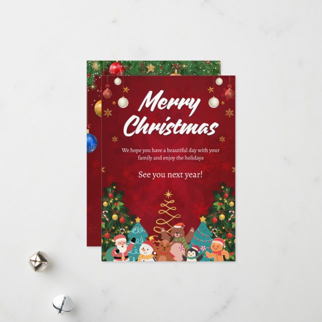 Tarjeta Festiva Classic Merry Christmas Card (Anverso/Reverso In Situ)