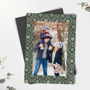 Tarjeta Festiva Classic Merry Christmas One Photo Snowflake
