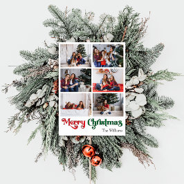 Tarjeta Festiva Classic Merry Christmas Vertical Six Photo