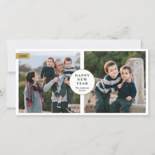 Tarjeta Festiva Classic Modern 2 Photo Happy New Year 2021