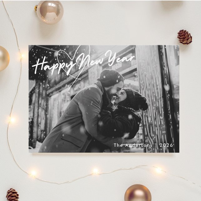 Tarjeta Festiva Classic Modern Lovely New Years Newlywed Photo (Subido por el creador)