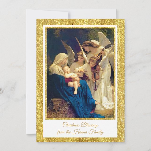 Tarjeta Festiva Classic Nativity Angels Music "Merry Christmas" Ho (Anverso)