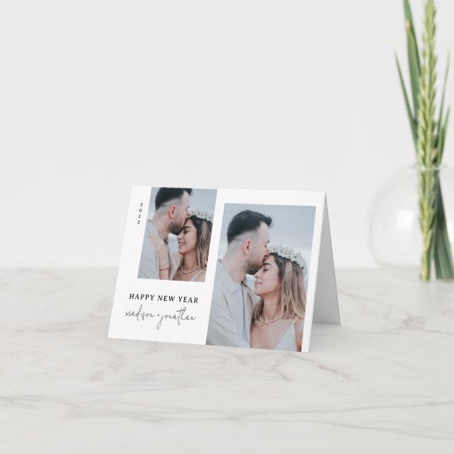 Tarjeta Festiva Classic New Year with Photo Folded (Anverso)