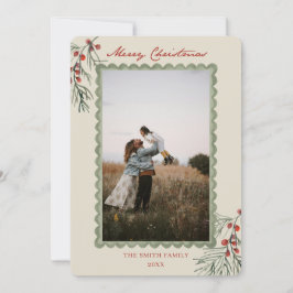 Tarjeta Festiva Classic Red Berry Christmas