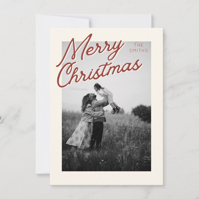 Tarjeta Festiva Classic Red Merry Christmas Photo Card (Anverso)