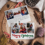 Tarjeta Festiva Classic Simple Merry Christmas Eight<br><div class="desc">Celebre la temporada con esta exclusiva y clásica tarjeta de festividad de Feliz Navidad con ocho fotos con un toque de encanto vintage. El diseño minimalista muestra una elegante paleta de colores rojo y verde que evoca el espíritu acogedor del invierno. Su atractivo moderno y divertido, junto con la redacción...</div>