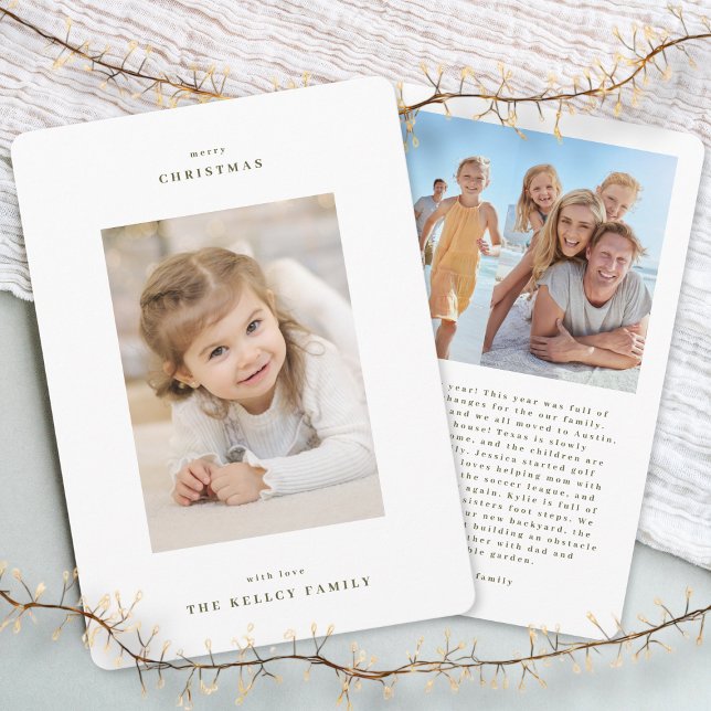 Tarjeta Festiva Classic & Simple White Christmas Modern Photo  (Subido por el creador)