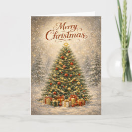 Tarjeta Festiva Classic Snowy Christmas Tree 