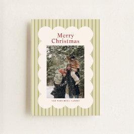Tarjeta Festiva Classic Stripes Photo Holiday Card