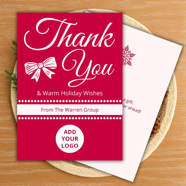 Tarjeta Festiva Classic Thank You Holiday Card | Business Info (Subido por el creador)